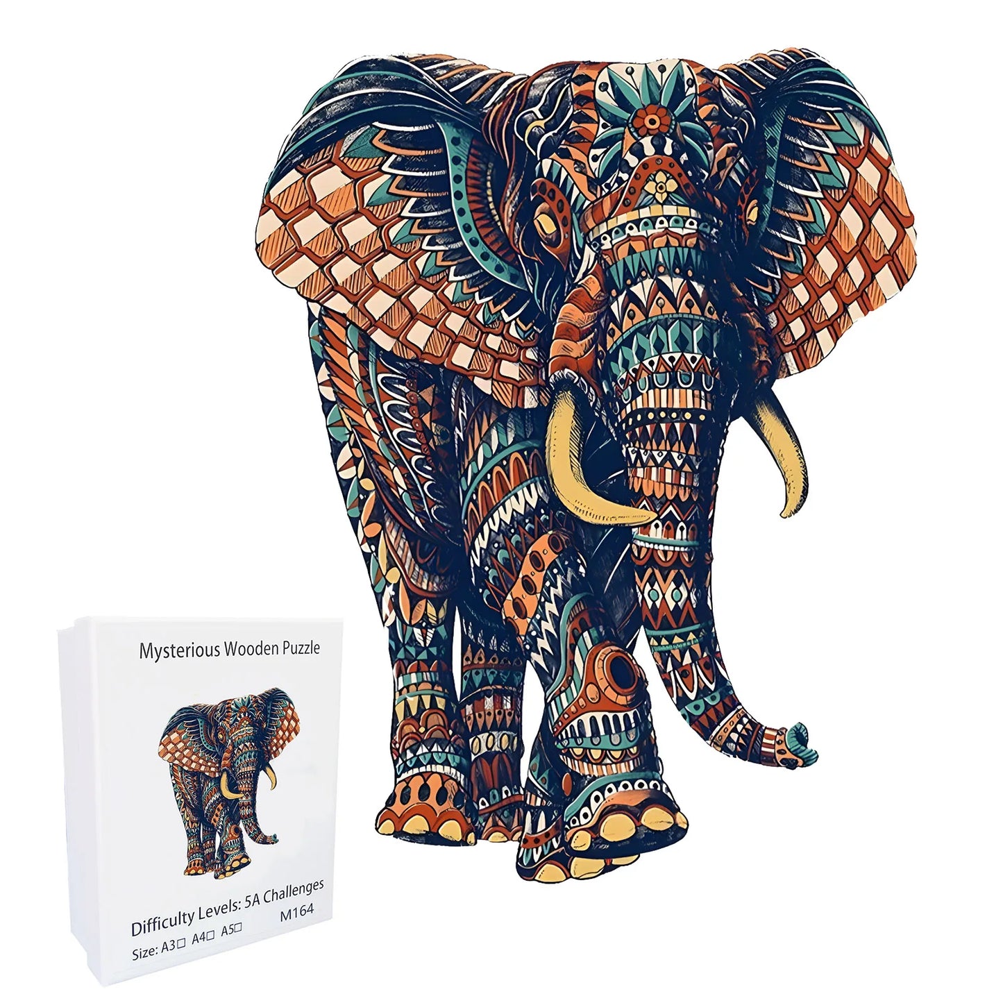 elephant wooden puzzle stress relief