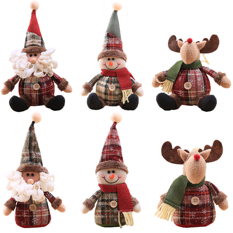 Christmas Cloth Dolls | Snowflake Plaid Holiday Decor