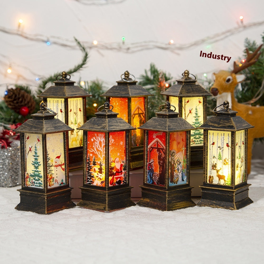 Christmas Santa Claus LED Night Light - Battery-Powered Hanging Lantern for Indoor & Outdoor Decor