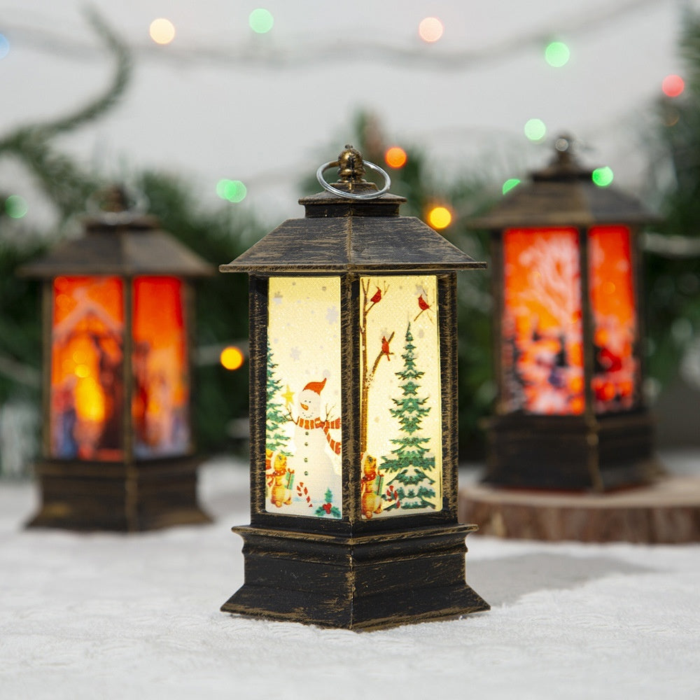 Christmas Santa Claus LED Night Light - Battery-Powered Hanging Lantern for Indoor & Outdoor Decor
