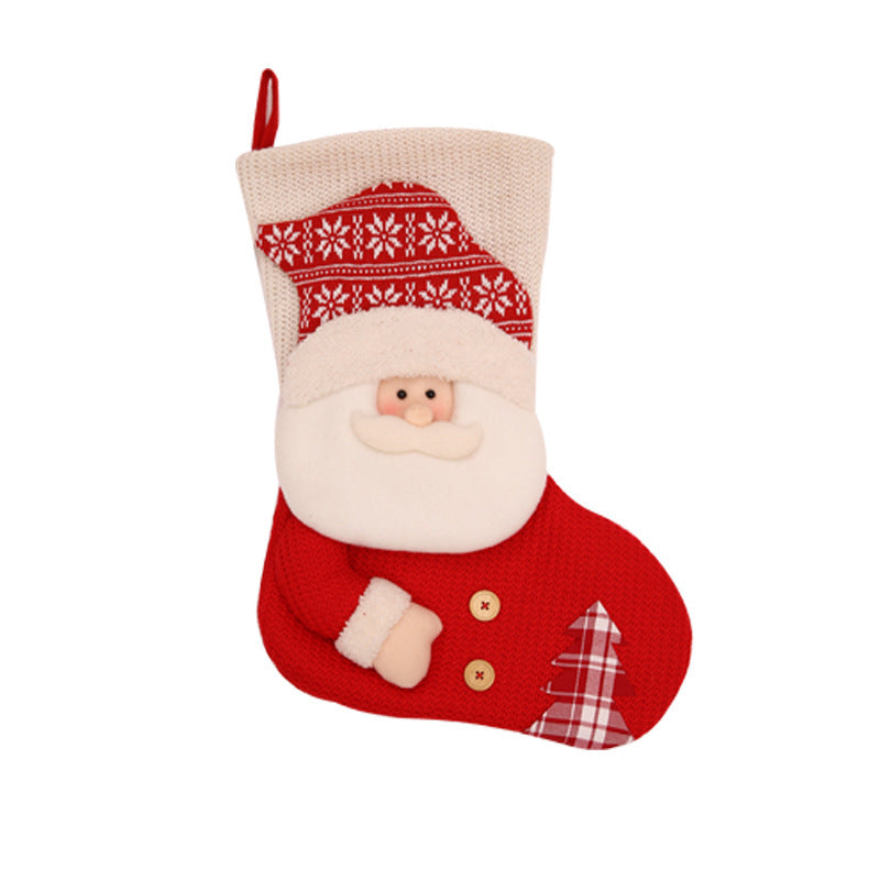 Large Red & White Knitted Christmas Stocking – Santa Fireplace Decor