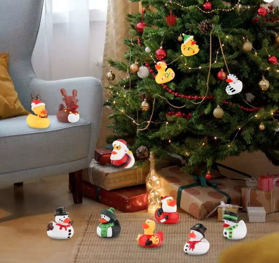 6 Pc Holiday Cute Christmas Themed Duckies - Assorted