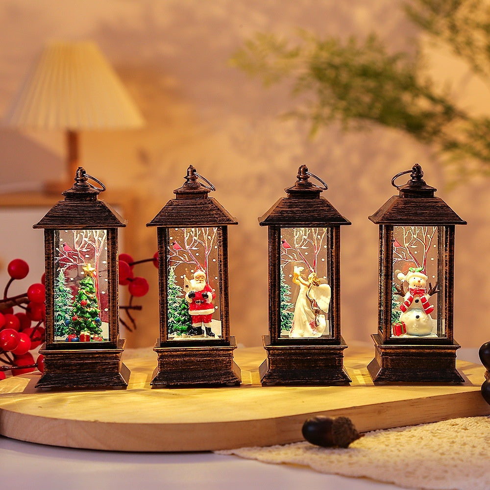 Christmas Santa Claus LED Night Light - Battery-Powered Hanging Lantern for Indoor & Outdoor Decor