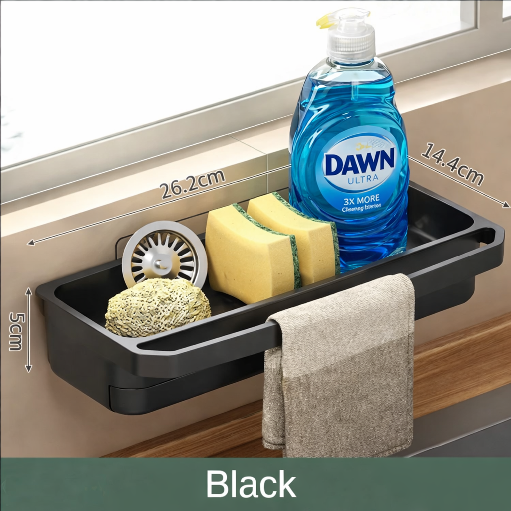 Kitchen sink sponge and soap holder – drain rack organizer, clutter-free USA
