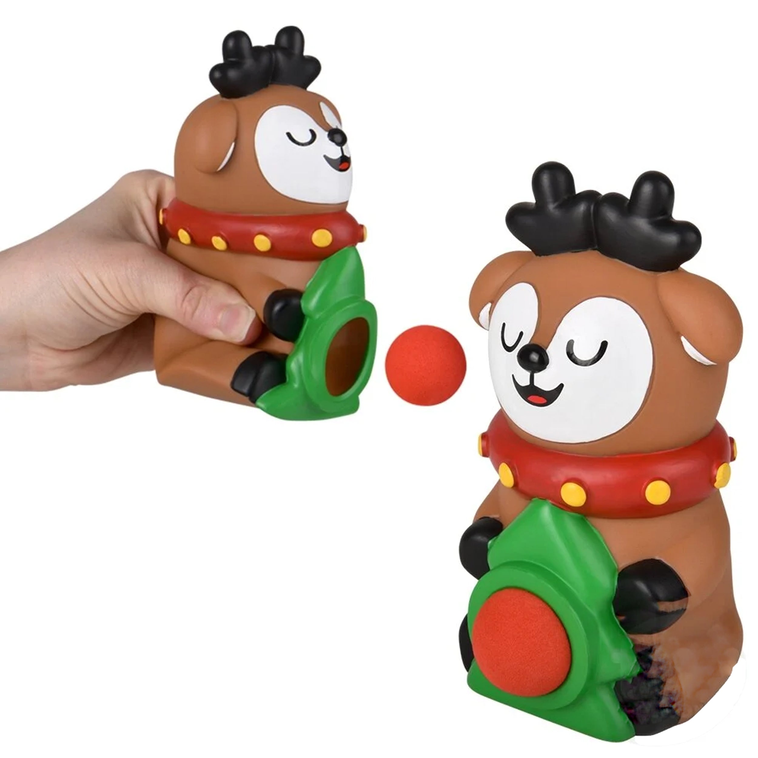 6Pc Holiday Reindeer Foam Ball Blaster Kids Toy