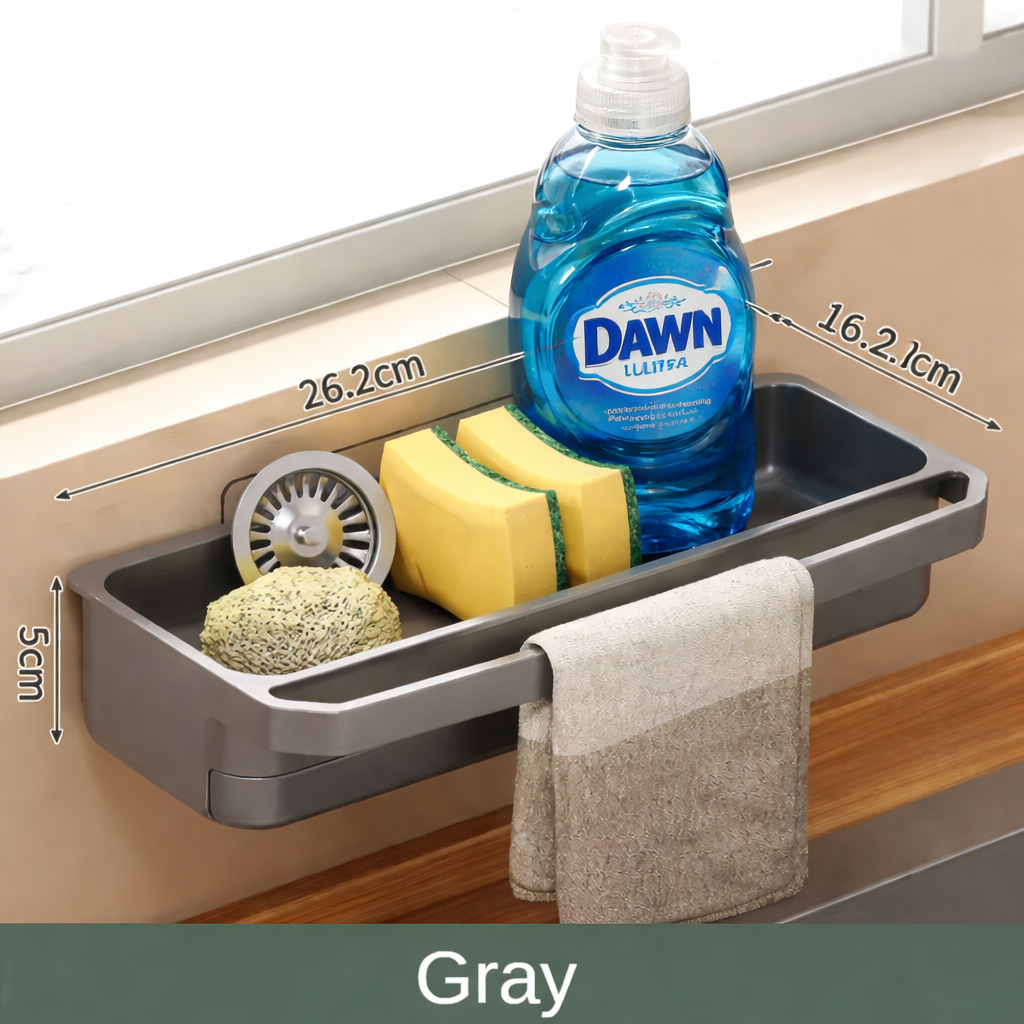 Self-draining kitchen sink rack – organizer for sponge, cloth, and soap USA