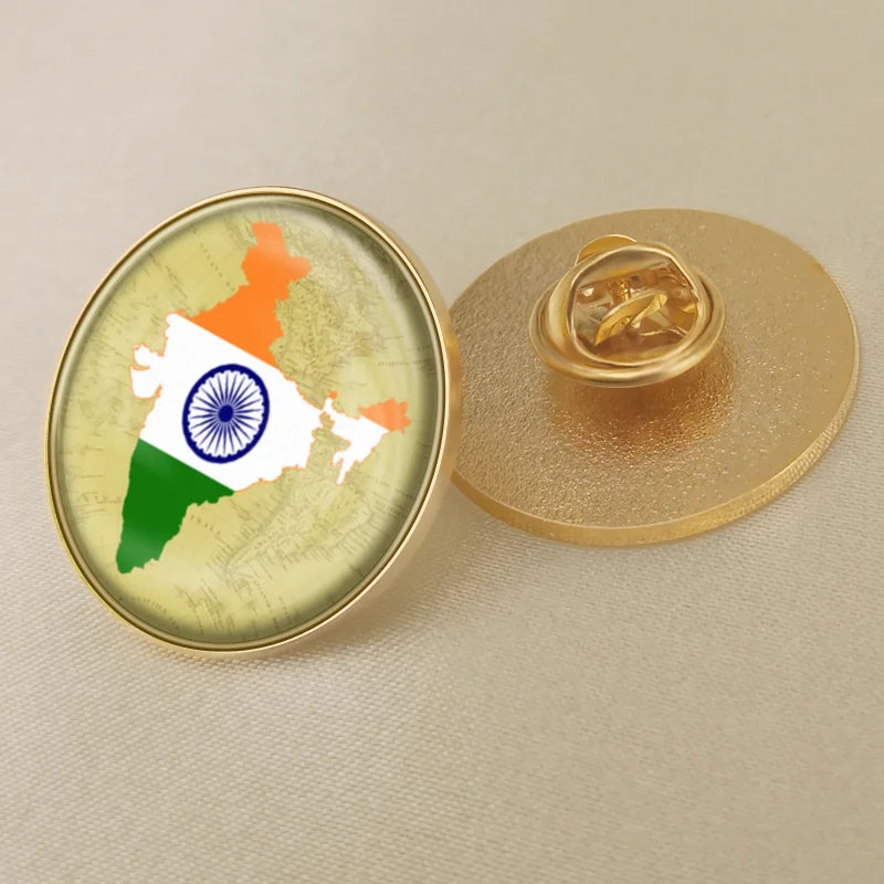 India National Symbols Lapel Pins | Map, Flag, Emblem & National Flower Brooch Badges