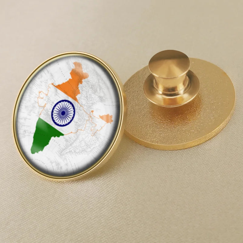 India National Symbols Lapel Pins | Map, Flag, Emblem & National Flower Brooch Badges