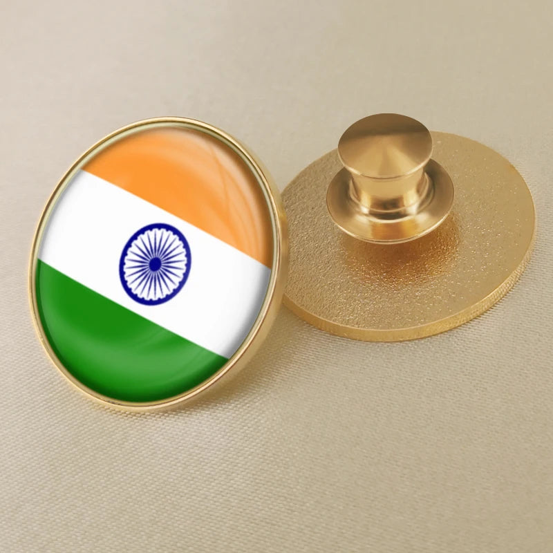 India National Symbols Lapel Pins | Map, Flag, Emblem & National Flower Brooch Badges