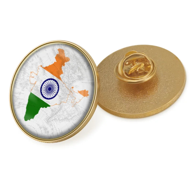 India National Symbols Lapel Pins | Map, Flag, Emblem & National Flower Brooch Badges