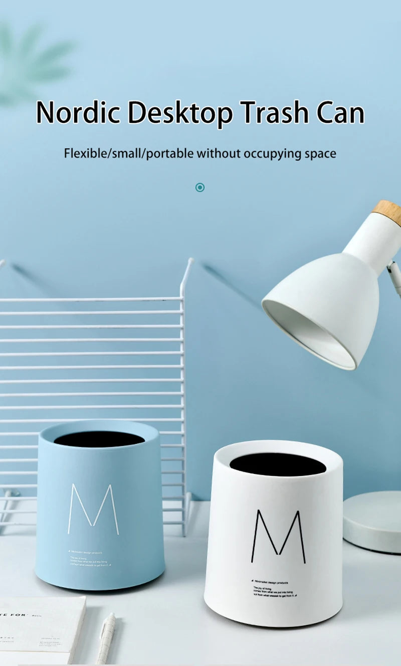 Nordic Desktop Double-Layer Mini Trash Can | Customizable Coffee Table, Desk, Bedside Storage Bucket