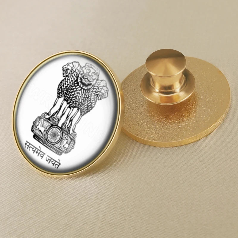 India National Symbols Lapel Pins | Map, Flag, Emblem & National Flower Brooch Badges