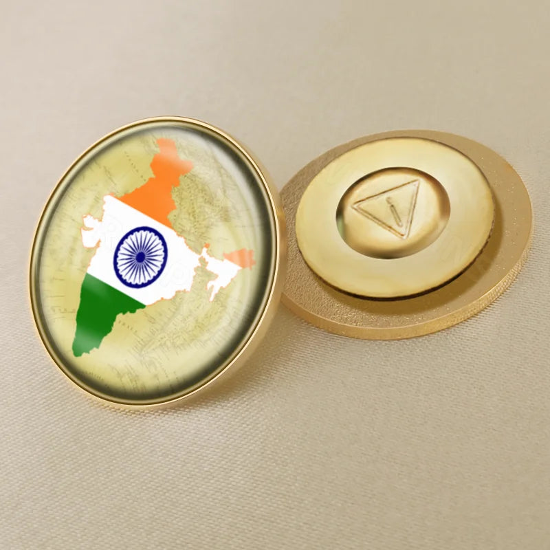 India National Symbols Lapel Pins | Map, Flag, Emblem & National Flower Brooch Badges