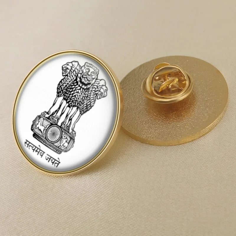 India National Symbols Lapel Pins | Map, Flag, Emblem & National Flower Brooch Badges