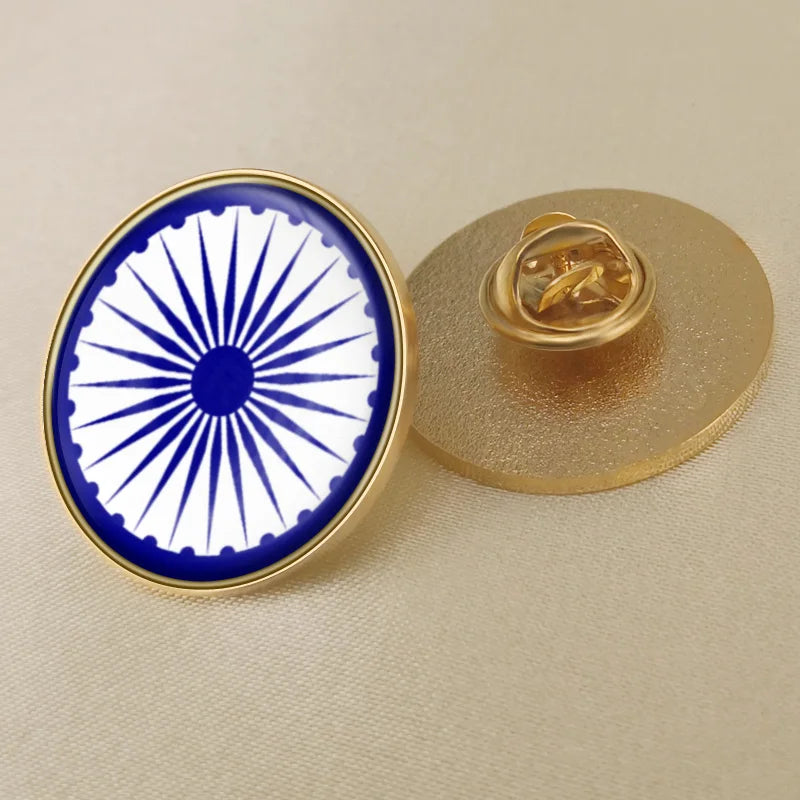 India National Symbols Lapel Pins | Map, Flag, Emblem & National Flower Brooch Badges