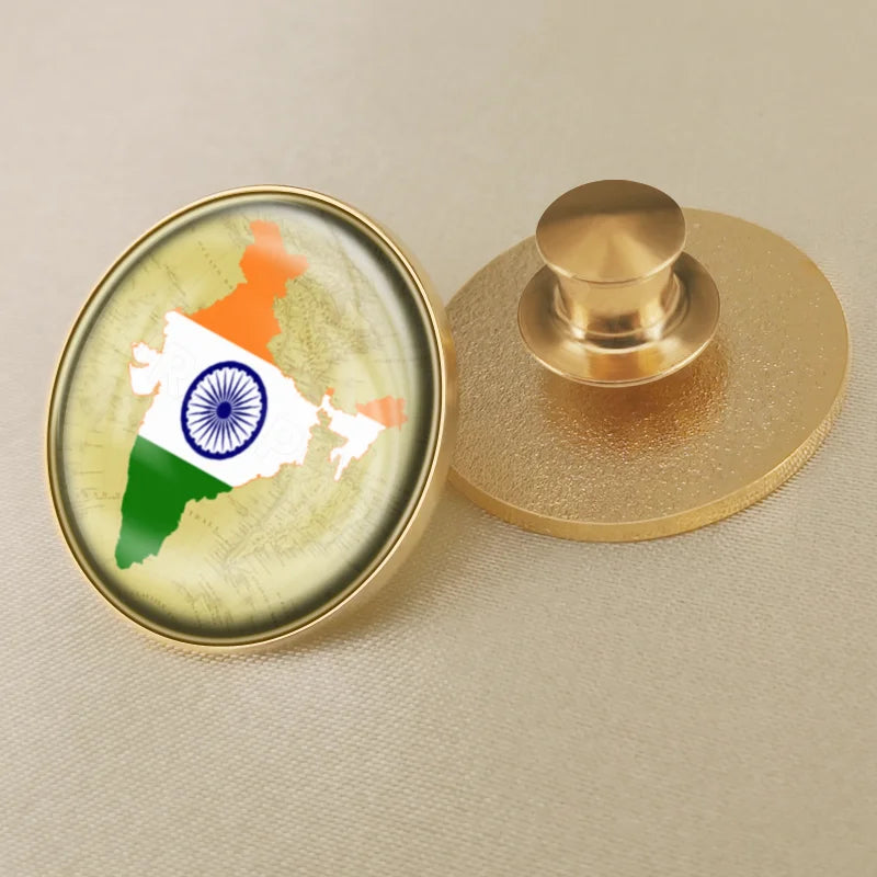 India National Symbols Lapel Pins | Map, Flag, Emblem & National Flower Brooch Badges