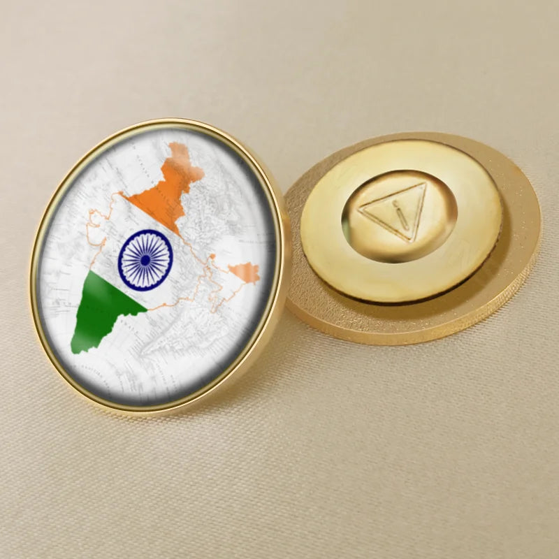 India National Symbols Lapel Pins | Map, Flag, Emblem & National Flower Brooch Badges