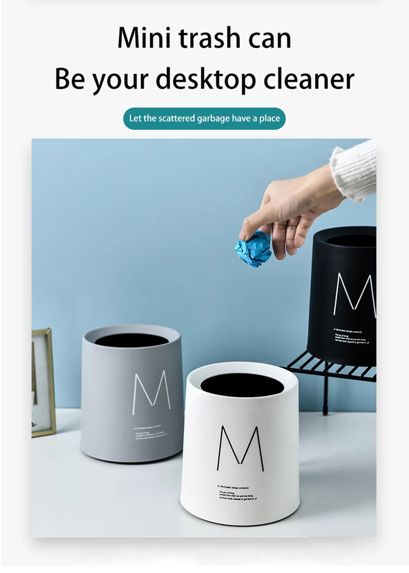 Nordic Desktop Double-Layer Mini Trash Can | Customizable Coffee Table, Desk, Bedside Storage Bucket