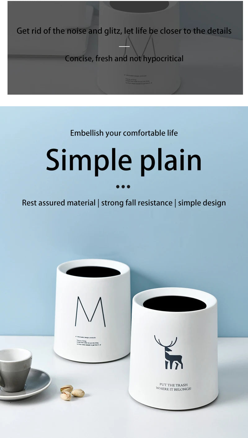 Nordic Desktop Double-Layer Mini Trash Can | Customizable Coffee Table, Desk, Bedside Storage Bucket