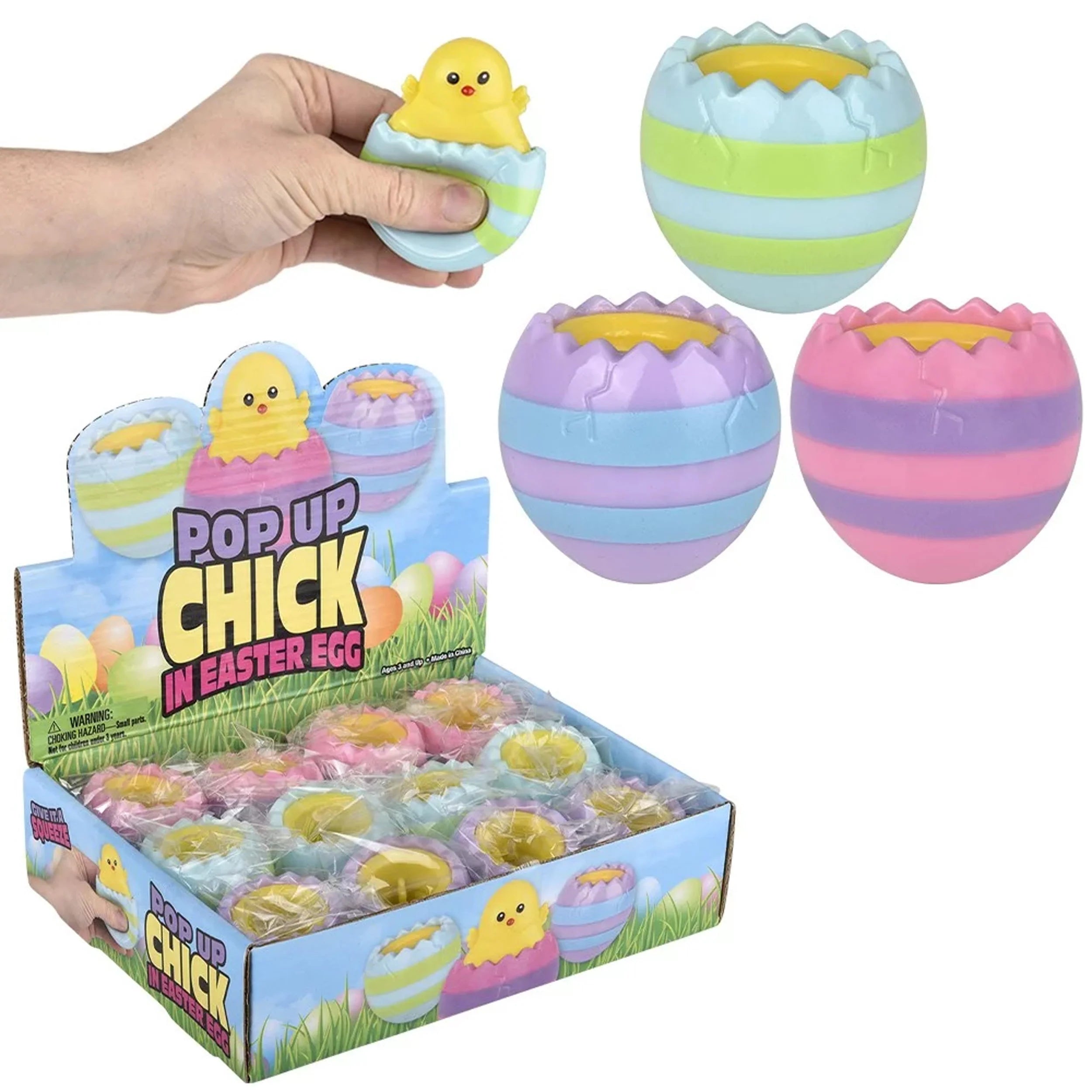 Pop Up Chick Easter Egg Toy Surprise Squeeze Easter Basket Filler Kids Party Favor