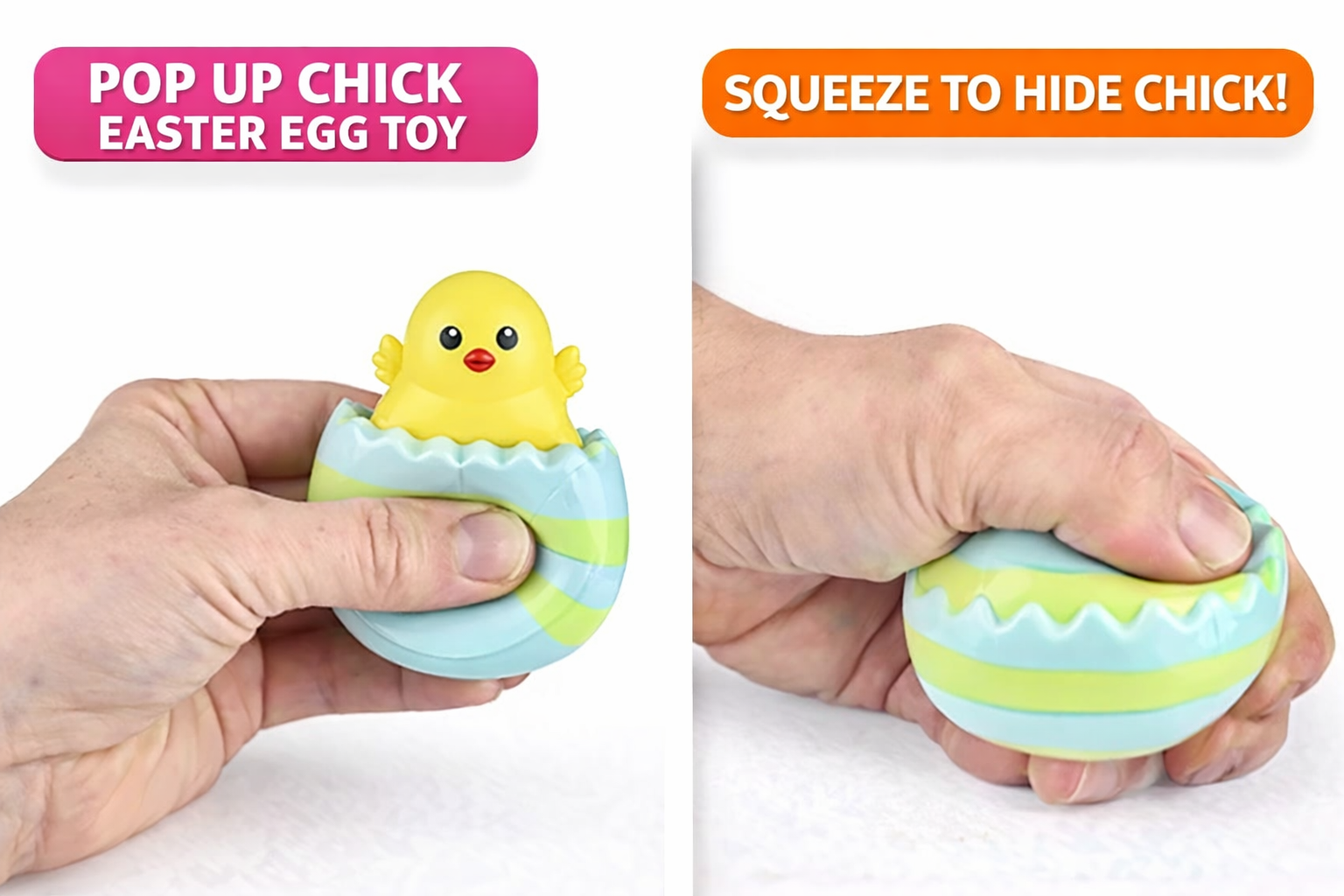 Pop Up Chick Easter Egg Toy Surprise Squeeze Easter Basket Filler Kids Party Favor