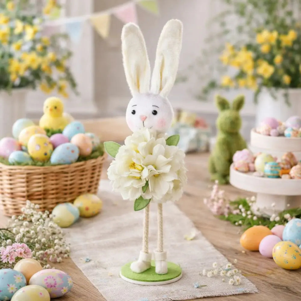 2Pc Funny Standing Easter Bunny Ornament Colorful Cartoon Rabbit Home Decor
