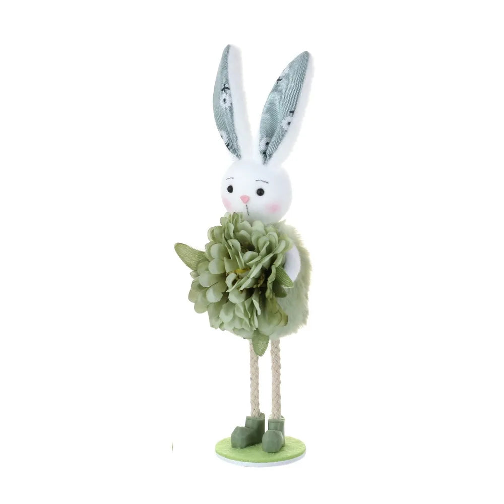 2Pc Funny Standing Easter Bunny Ornament Colorful Cartoon Rabbit Home Decor