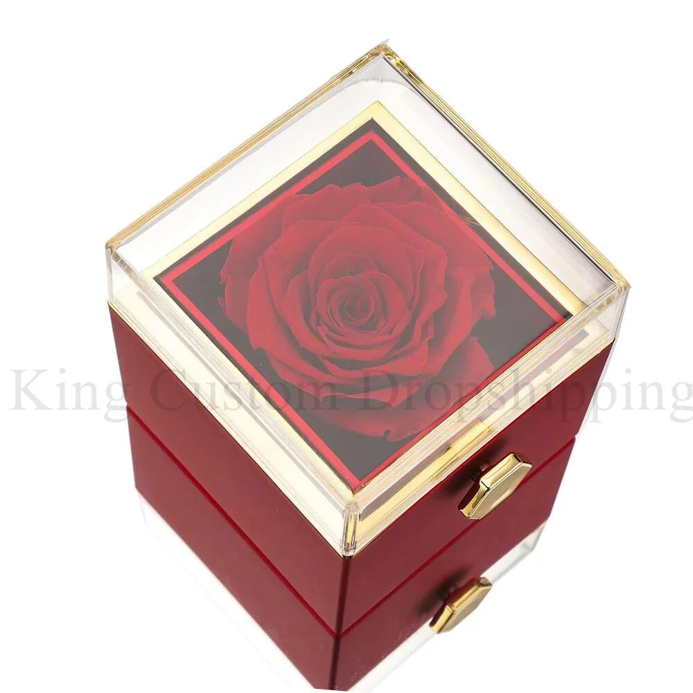 romantic keepsake rose box with engraved double heart necklace