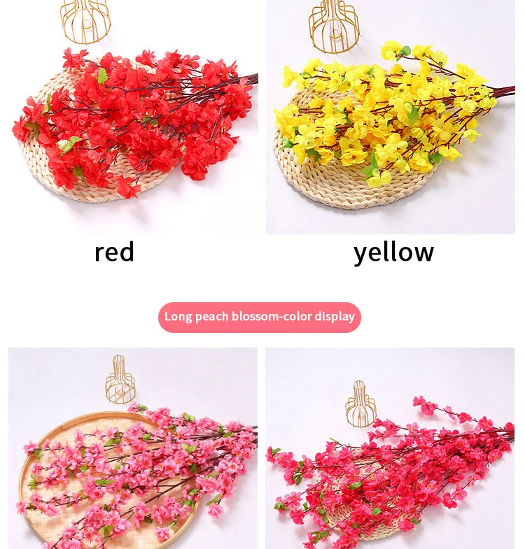 Artificial peach blossom branch for spring festival decor