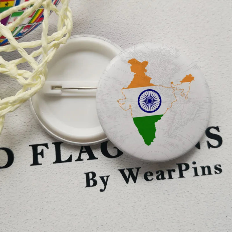 India National Symbols Lapel Pins | Map, Flag, Emblem & National Flower Brooch Badges