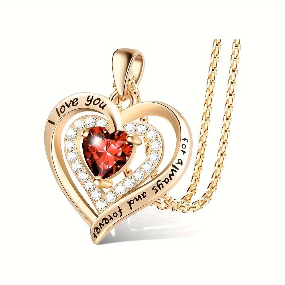 Luxury red zircon pendant necklace elegant display