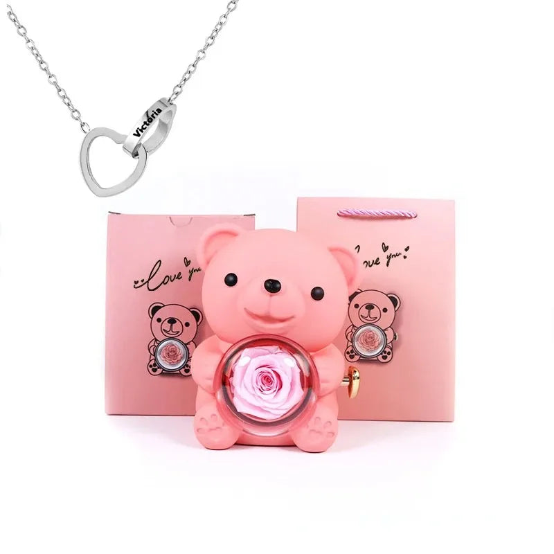 eternal rose teddy bear keepsake jewelry box gift
