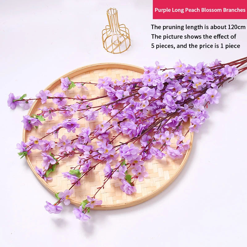 Artificial peach blossom silk flowers for romantic bedroom decor