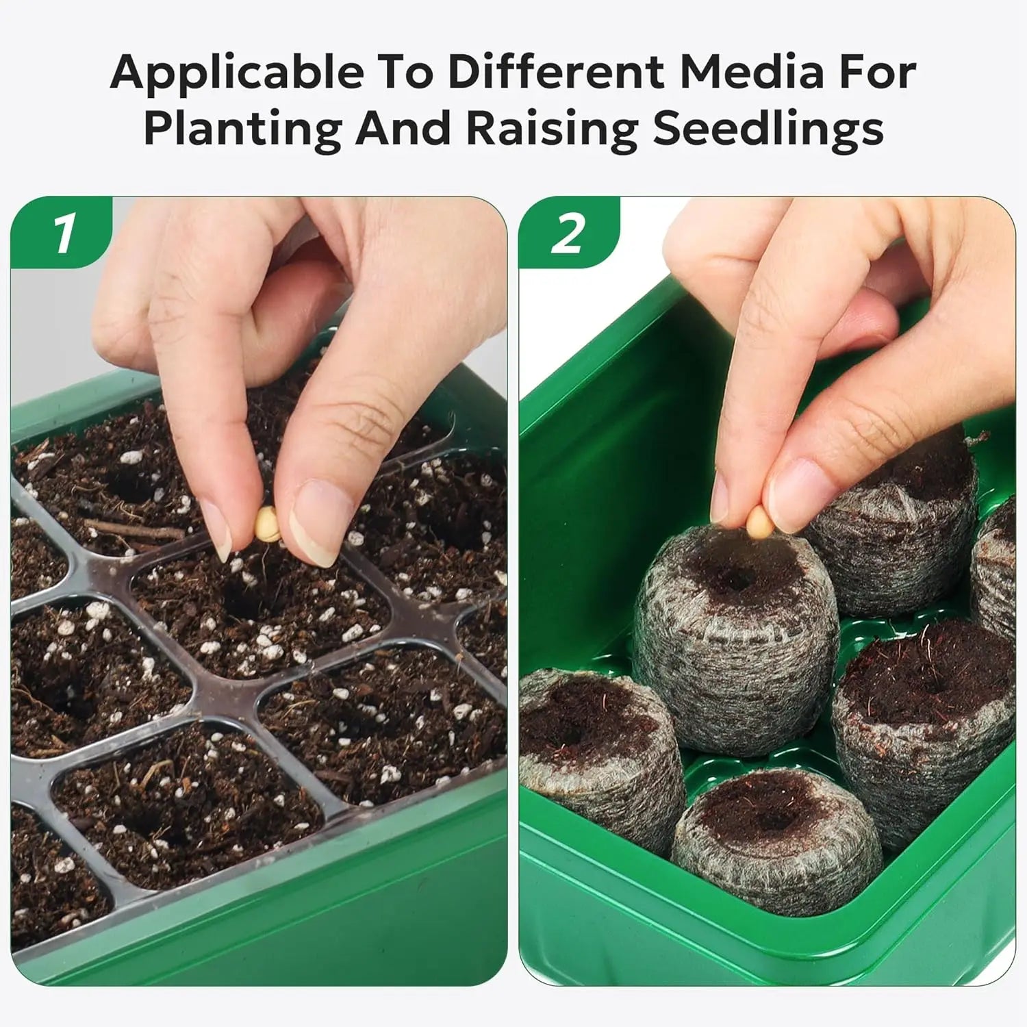 Seed starting tray set – 10 pack with ventilation holes and adjustable humidity dome USA