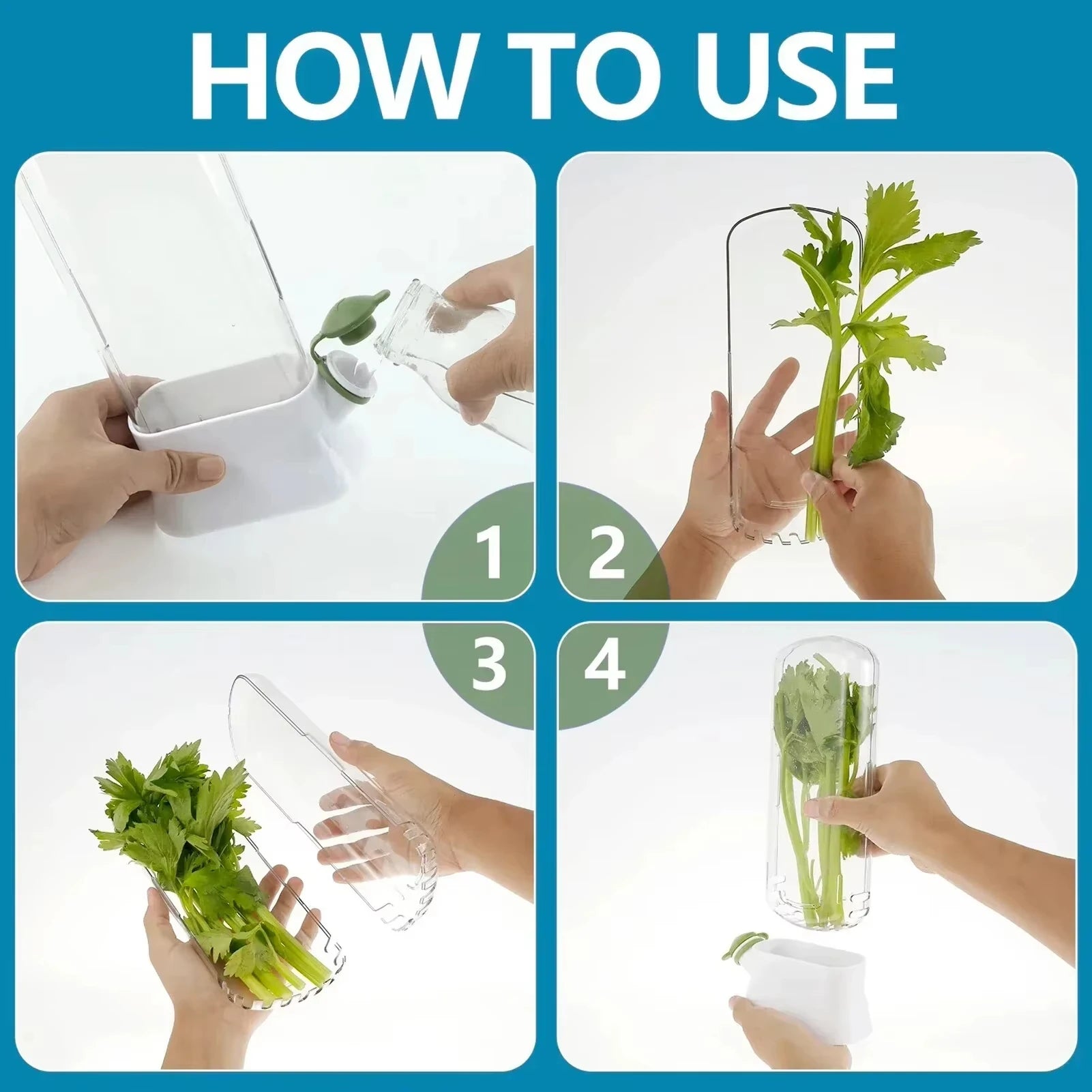 2Pc Herb Crisper Pods – maintain freshness for herbs and vegetables – food-safe container USA