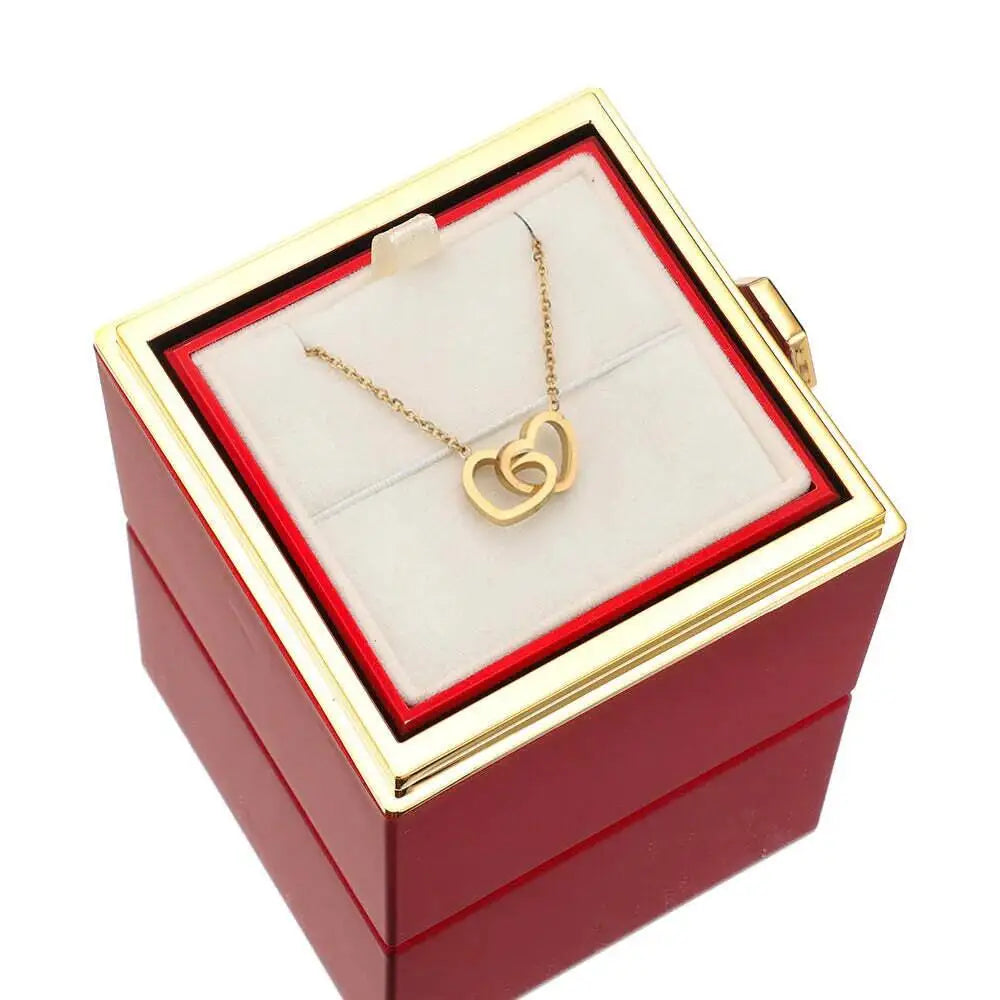 personalized romantic jewelry gift with rotating rose box