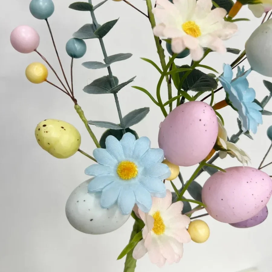 Artificial Easter floral stems – daisy, eucalyptus, berry sprigs – 45cm USA