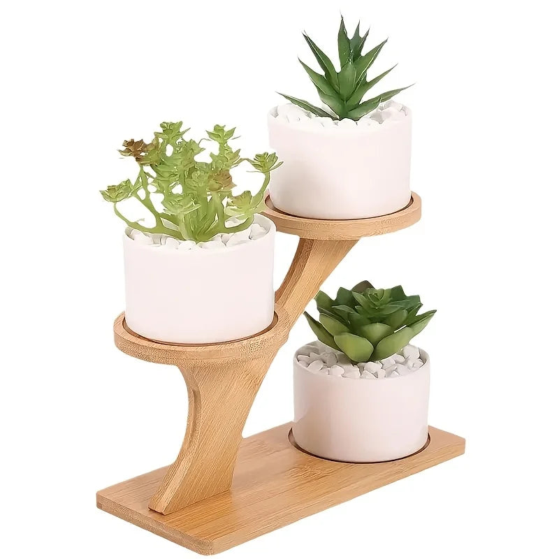 3 Tier Round Wooden Storage Rack for Home and Office Multipurpose Floor Organizer