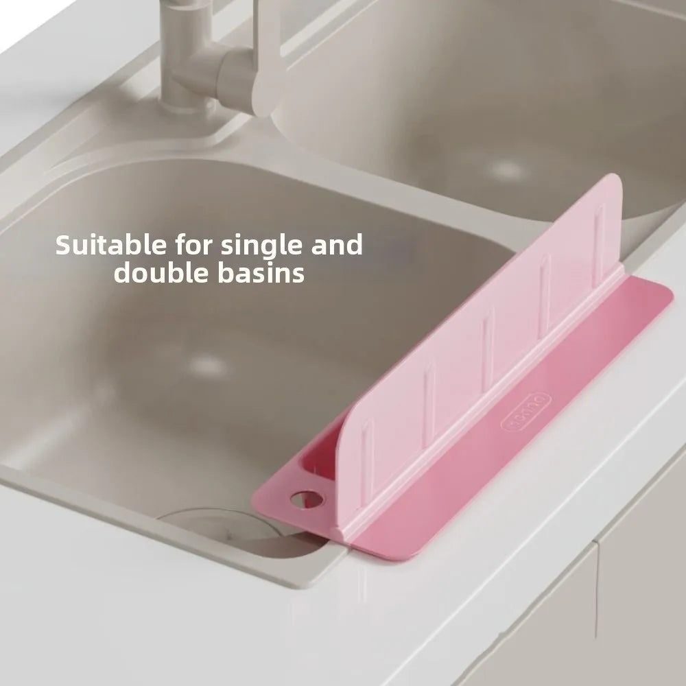 Reusable Kitchen Sink Splash Guard Anti Splash Water Baffle with Storage Rack Silicone Sink Protector
