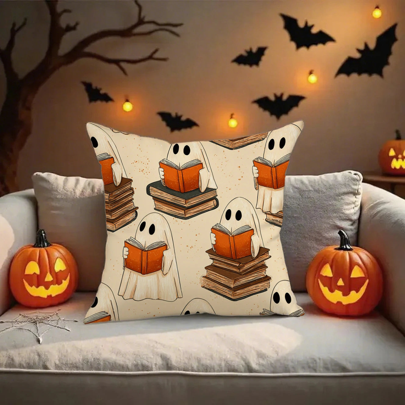 Halloween ghost pillow cover