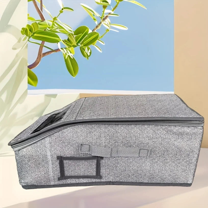 Foldable closet storage box – 2 Pc large fabric organizer with zipper lid USA