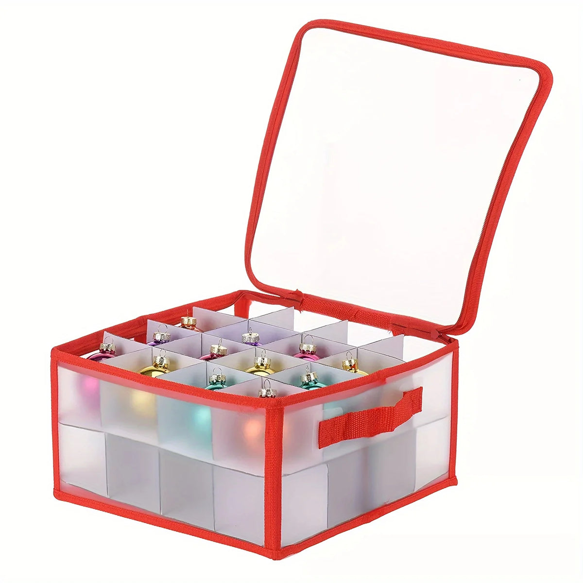 Christmas Ornament Storage Box with Dividers – 32 or 64 Compartments
