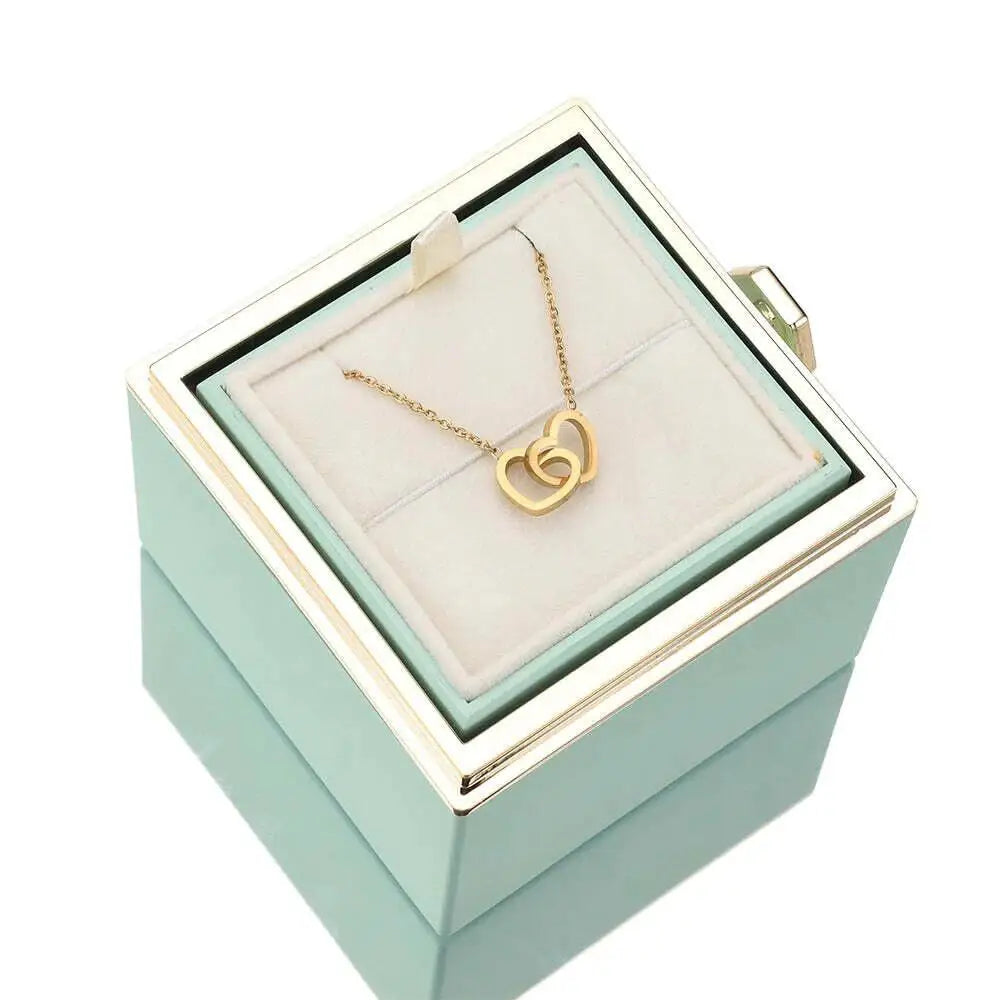 wedding gift real rose rotating box with heart necklace