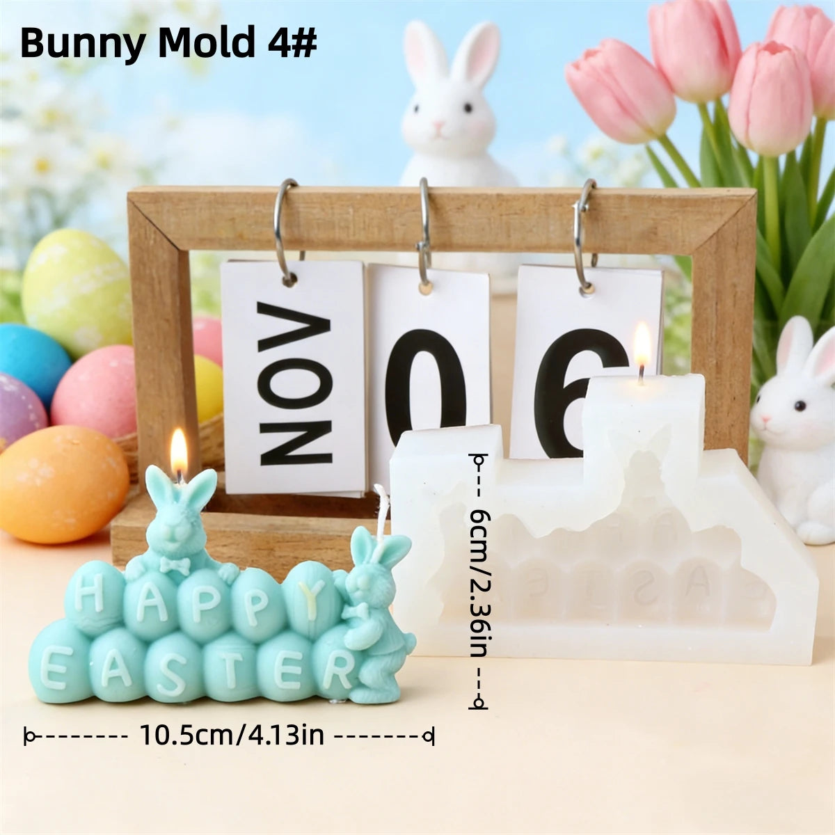 Reusable 3D Easter bunny candle mold – silicone mold for DIY candle making USA