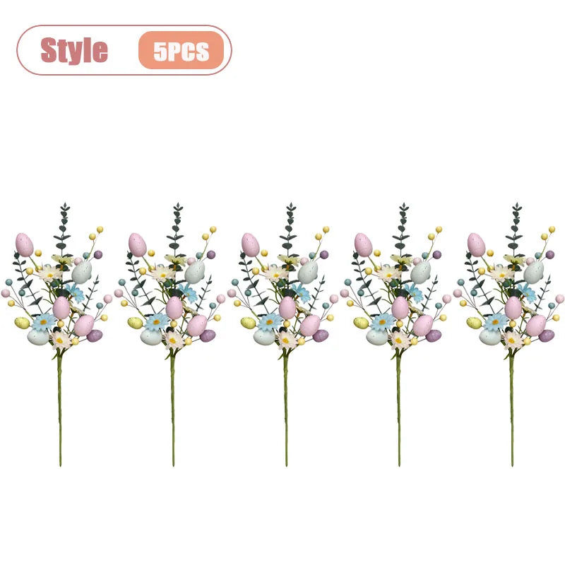 Easter egg artificial stems – daisy, eucalyptus, berry sprigs – 45cm USA