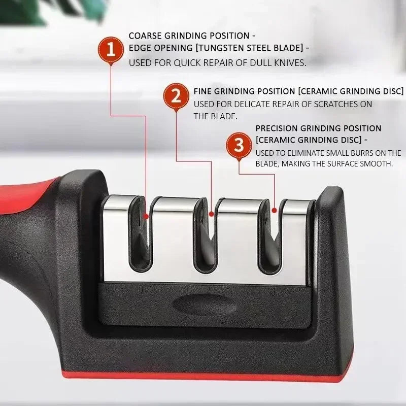 3-segment kitchen sharpener – sharpen, hone, and polish knives USA