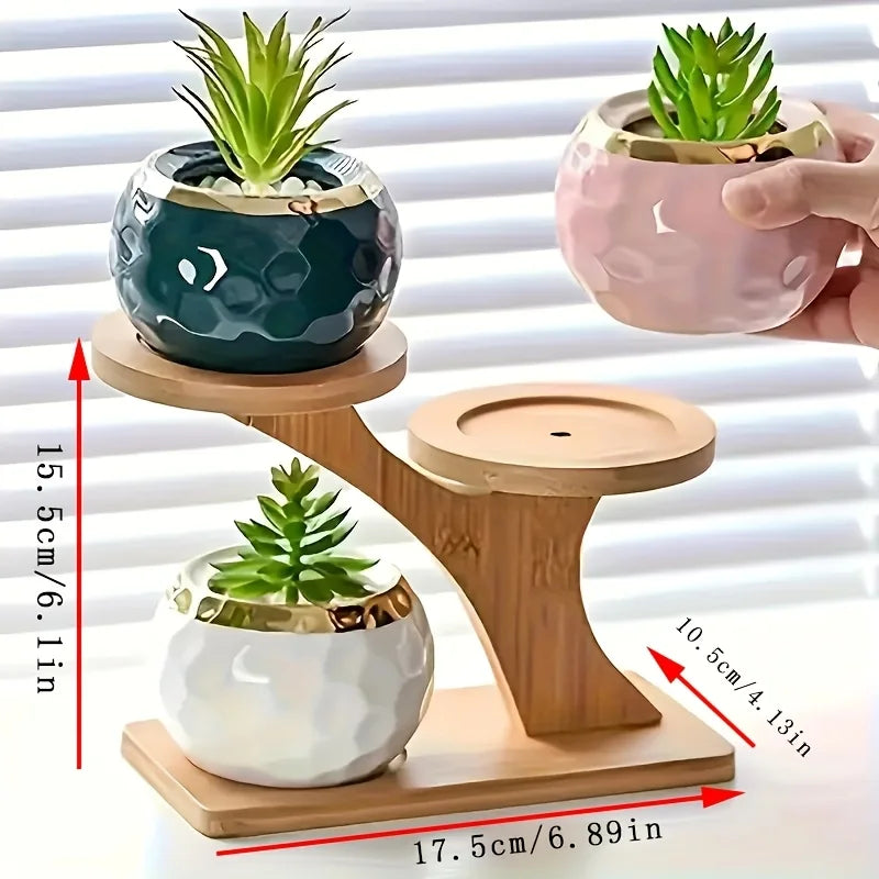 3 Tier Round Wooden Storage Rack for Home and Office Multipurpose Floor Organizer