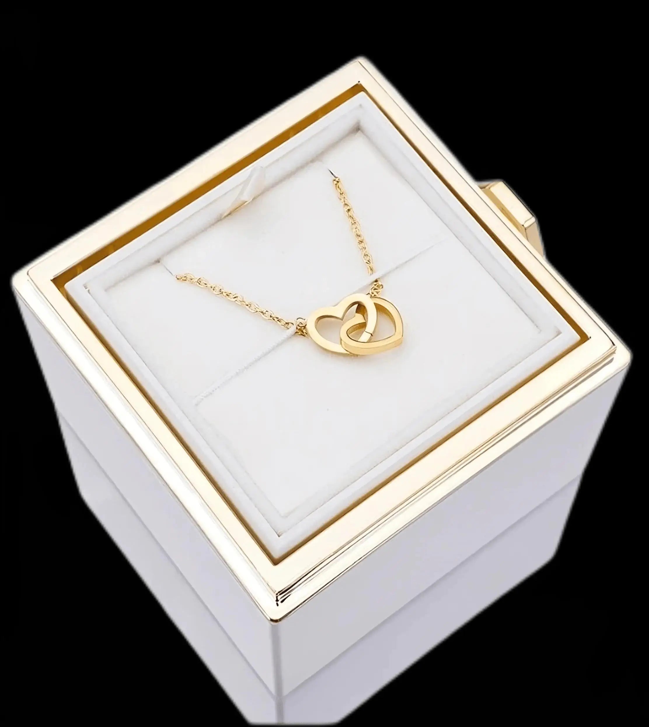 romantic love gift rotating rose box with custom necklace