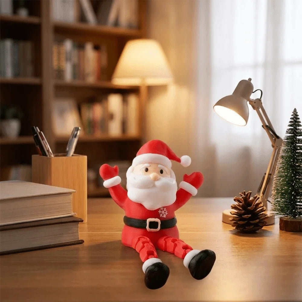 Mini articulated Santa Claus figurine sitting upright