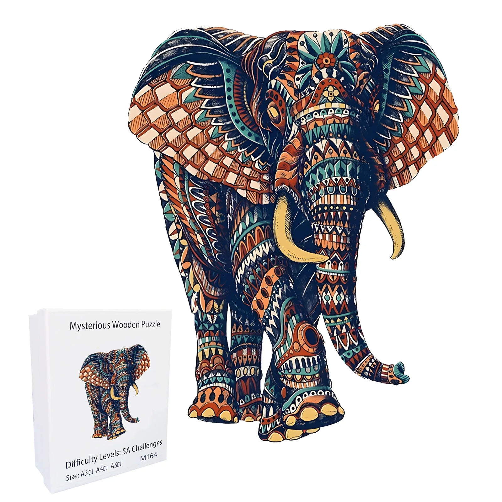 elephant wooden puzzle stress relief